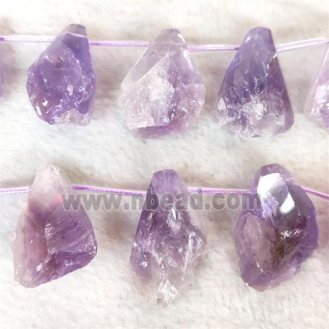 purple Amethyst teardrop nugget beads, topdrilled