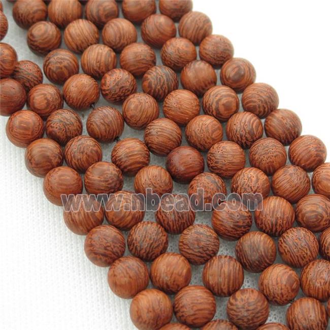 natural Wood Beads, red, round
