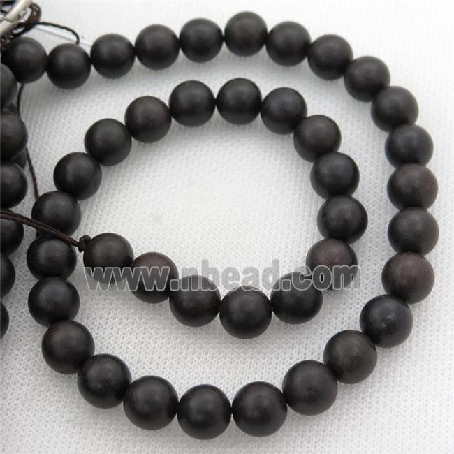 natural Wood Beads, black, round