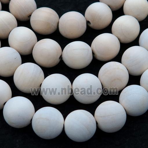 natural Wood Beads, white, round