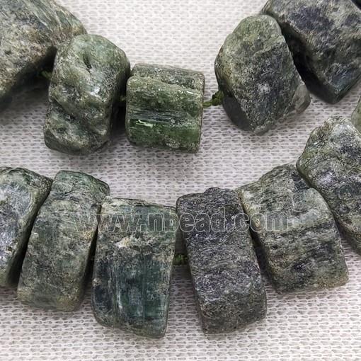 green kyanite nugget beads, freeform