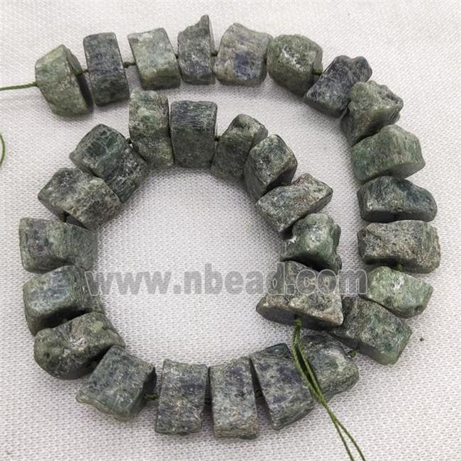 green kyanite nugget beads, freeform