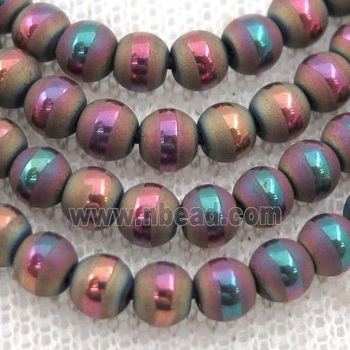 round purple Hematite Beads with line, matte