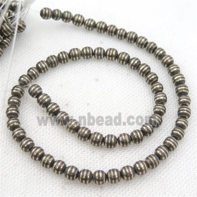 round black Hematite Beads with gold line