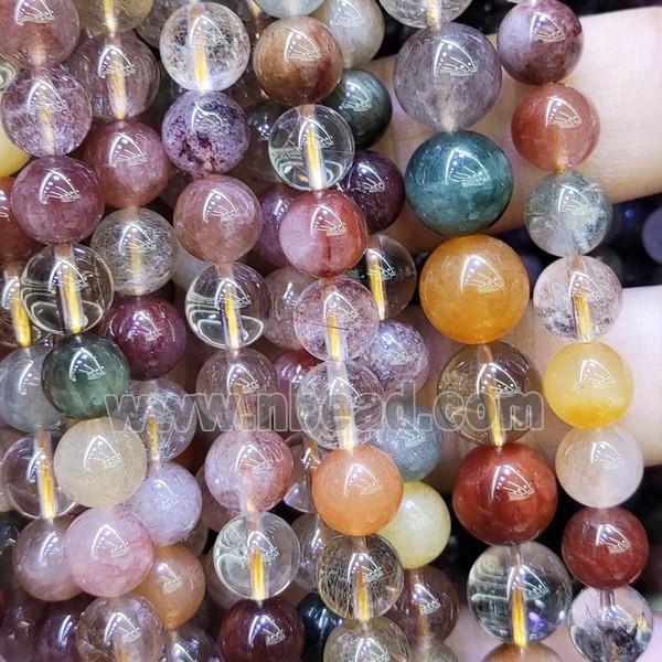 mixed Rutilated Quartz Beads, round, A-grade