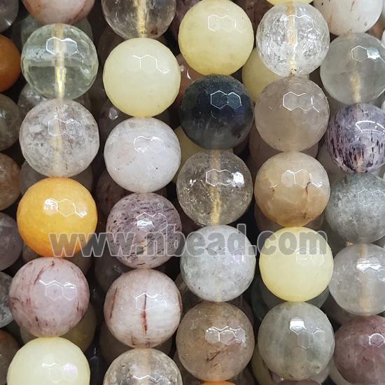 faceted round Rutilated Quartz Beads, mixed