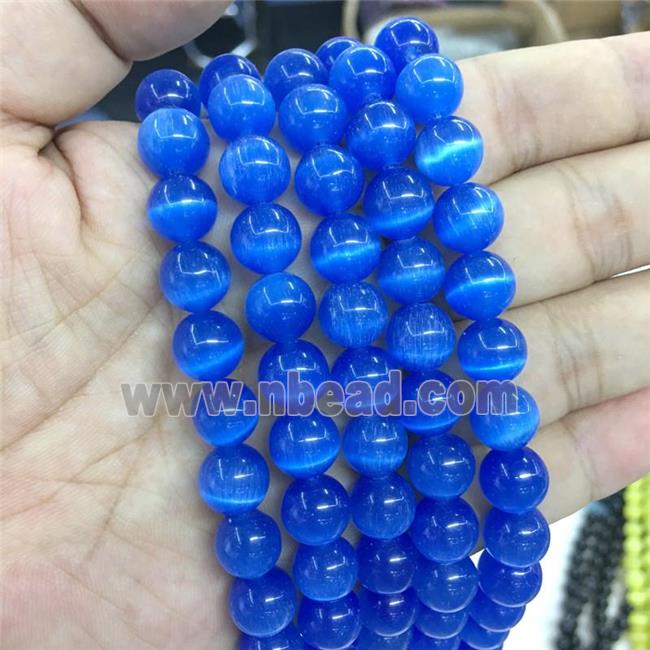 blue round Cats Eye Stone Beads