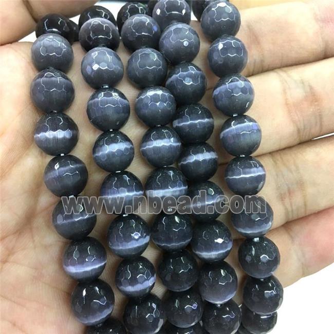 Darkgray Cat Eye Stone Beads Faceted Round