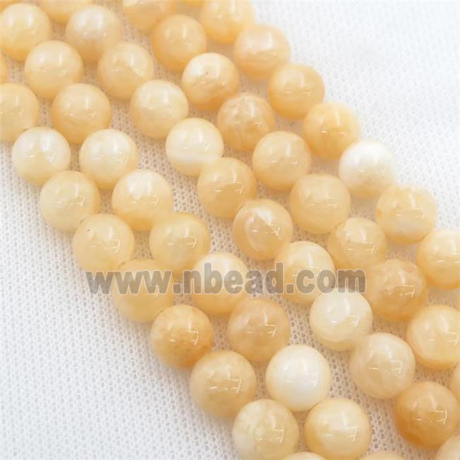 Yellow Honey Jade Beads Smooth Round