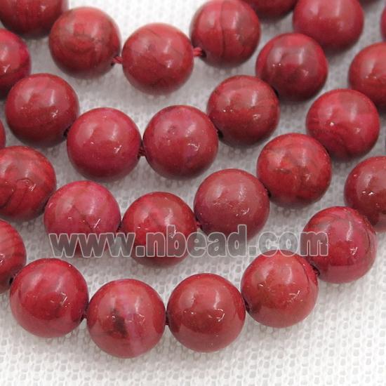 red Cuckoo Jasper Beads, dye, round