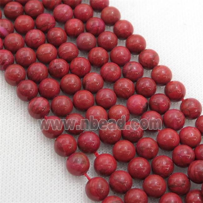 red Cuckoo Jasper Beads, dye, round