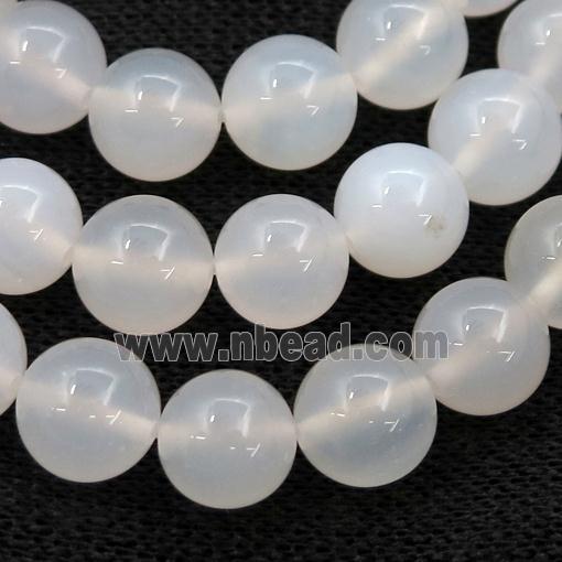 white Agate Beads, round