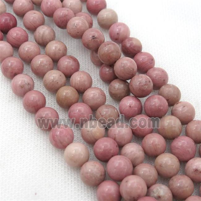 pink Wood Lace Jasper Beads, round
