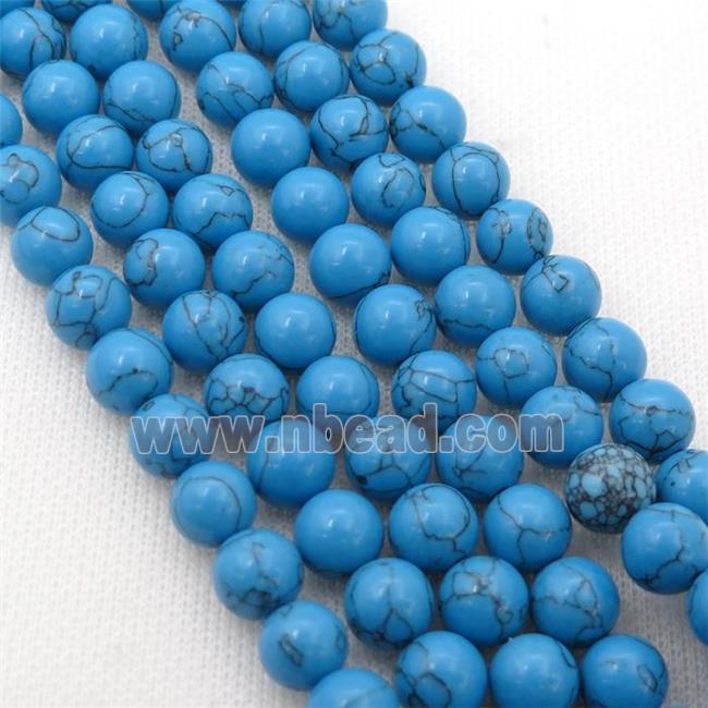 blue synthetic Turquoise Beads, round