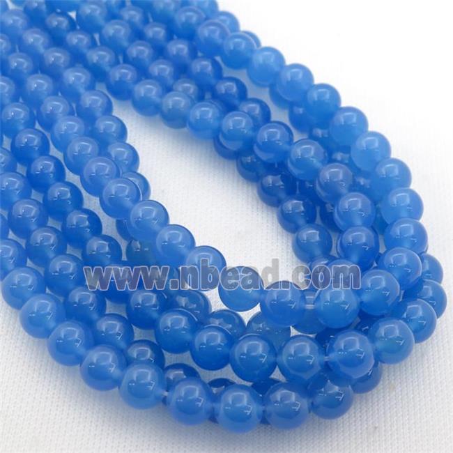 blue Agate Beads, round, dye