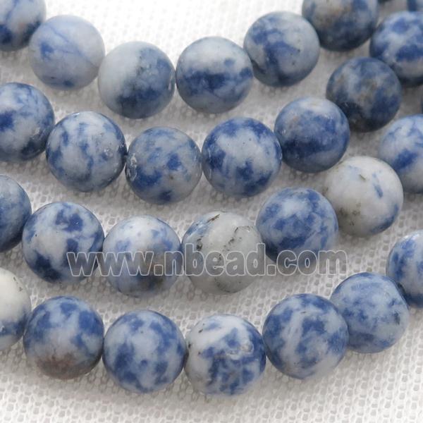 round blue Dalmatian Jasper Beads, matte