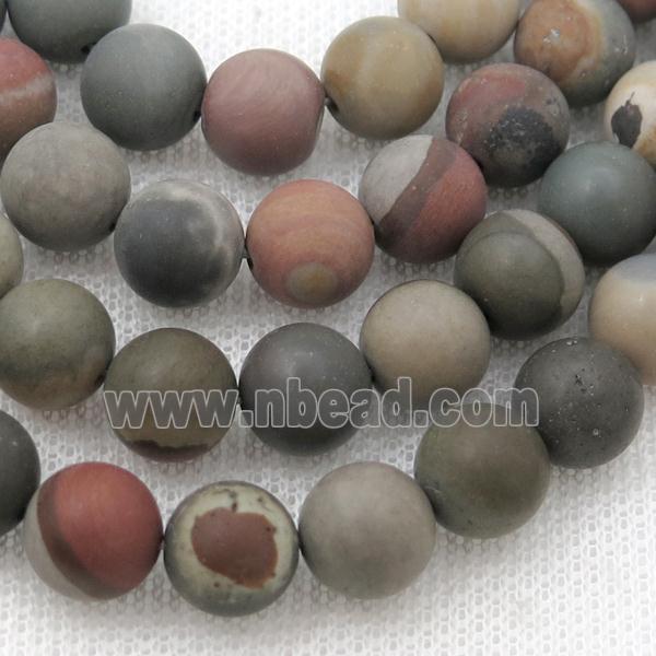 round Ocean Jasper Beads, matte