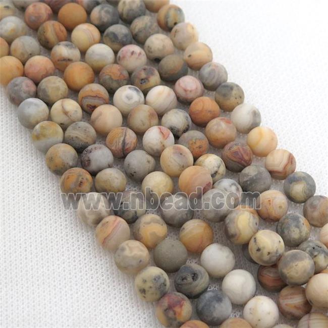 round yellow Crazy Agate Beads, matte