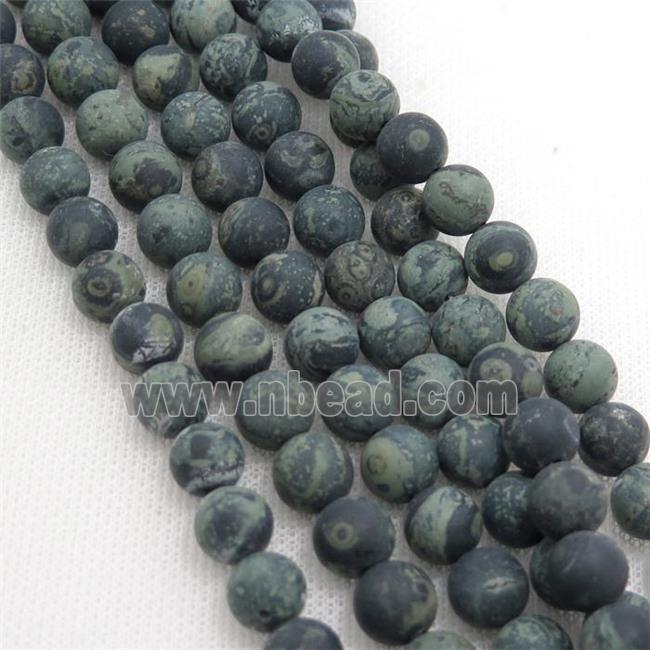 round green Kambaba Jasper Beads, matte