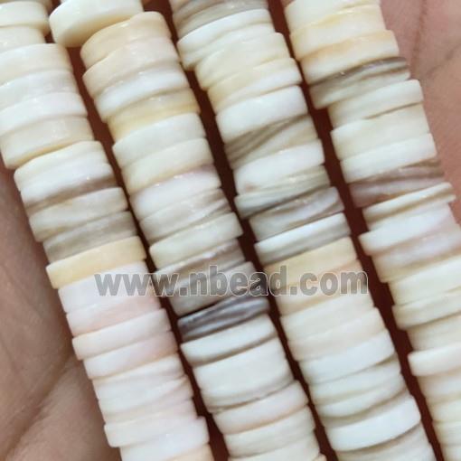 freshwater Shell heishi beads, white