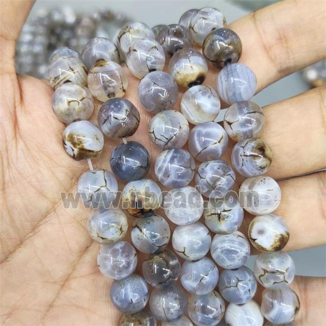 round Fire Agate Beads, gray