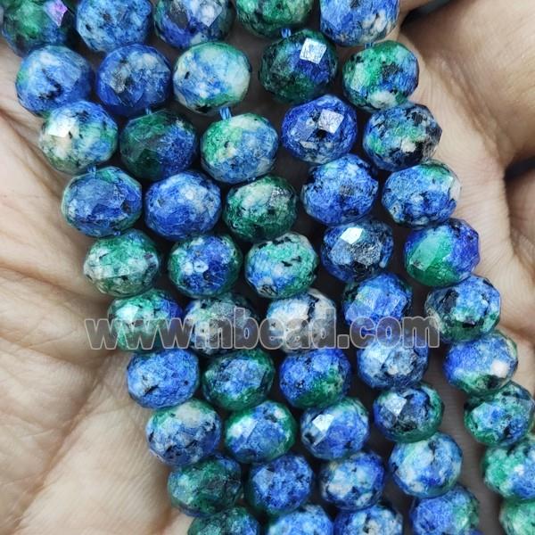 Natural Kiwi Jasper Beads Faceted Rondelle Blue Treated