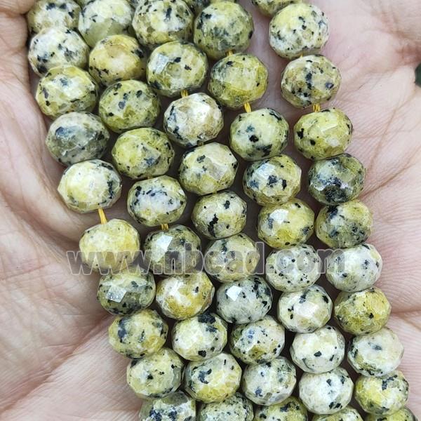 Natural Kiwi Jasper Beads Faceted Rondelle Yellow Treated