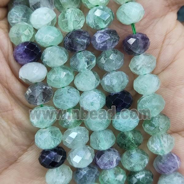 natural Fluorite Beads, faceted rondelle, multicolor