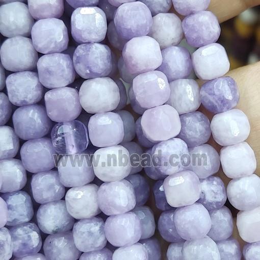 purple Lepidolite Beads, faceted cube