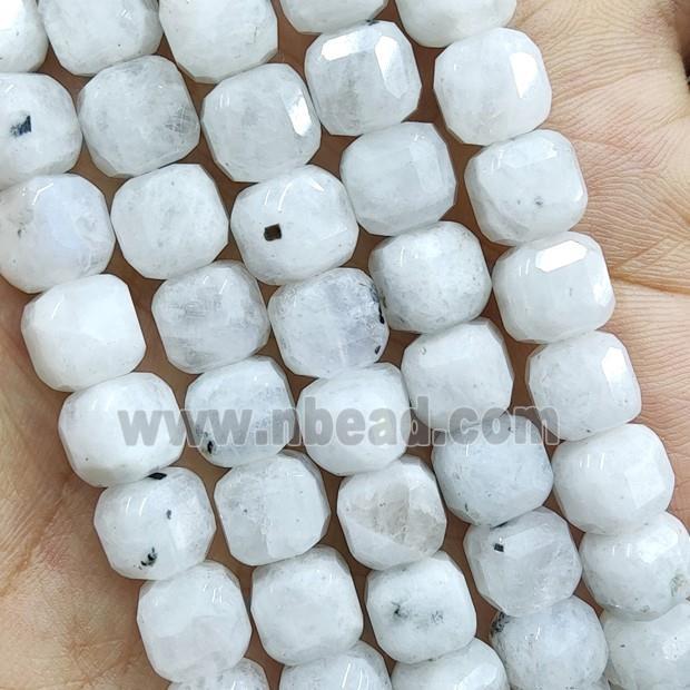 white MoonStone Beads, faceted cube