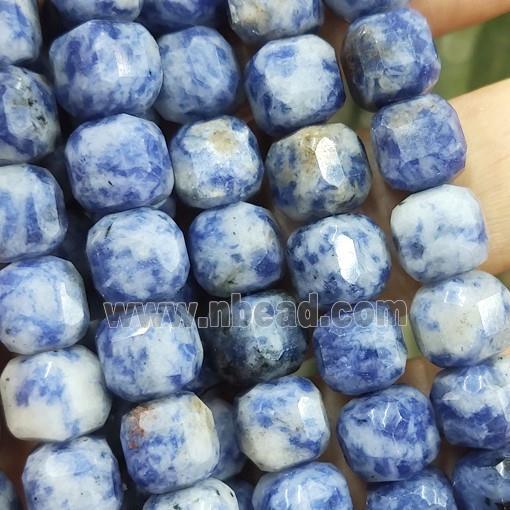 blue Dalmatian Jasper Beads, faceted cube