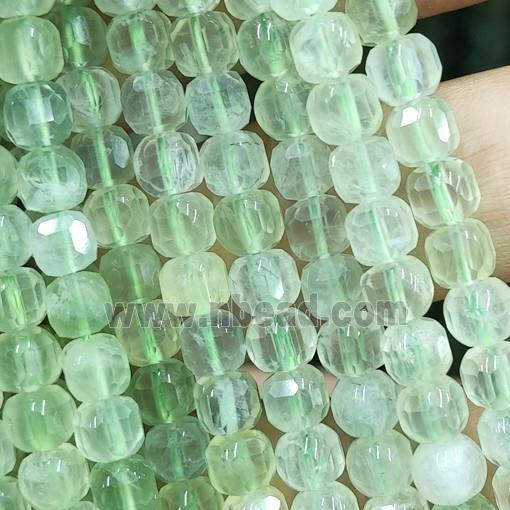 green Prehnite cube beads, faceted