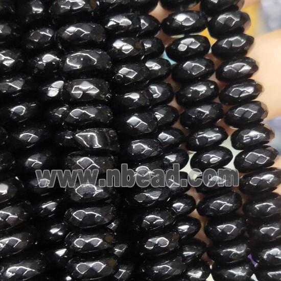 black Jade beads, faceted rondelle