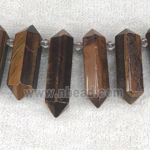 Tiger Eye Stone bullet beads, top-drilled
