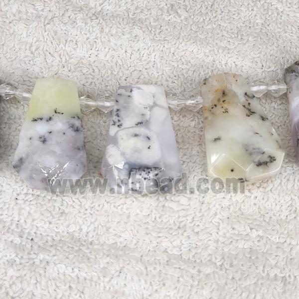 white Moss Opal teardrop beads, topdrilled