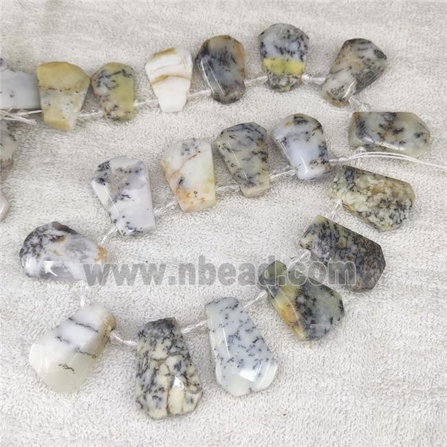 white Moss Opal teardrop beads, topdrilled