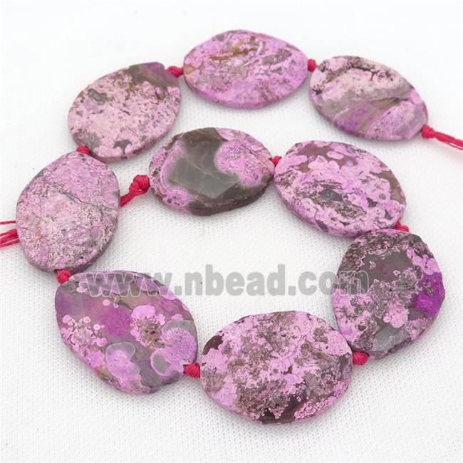 hotpink Ocean Jasper slice Beads, faceted freeform