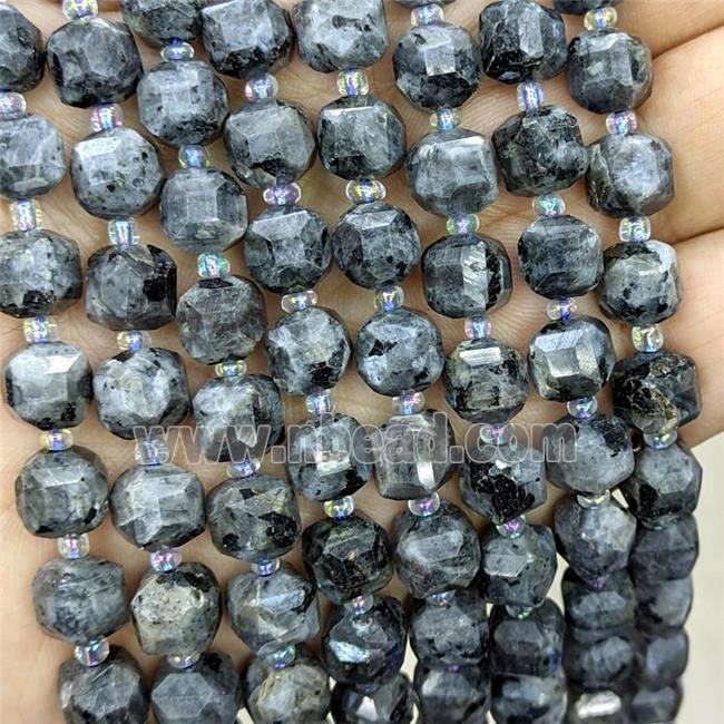 black Labradorite Beads, faceted cube