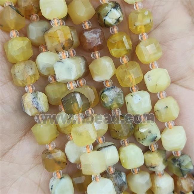 yellow Opal Stone Beads, faceted cube