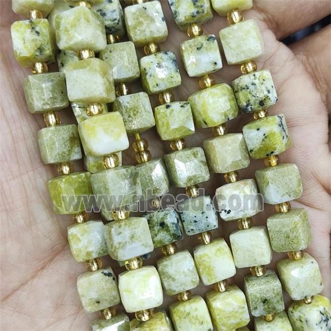 Chinese Yellow Turquoise Beads, faceted cube