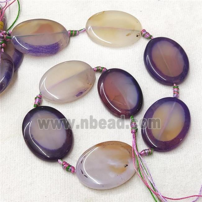 natural Agate Oval Beads, purple dye
