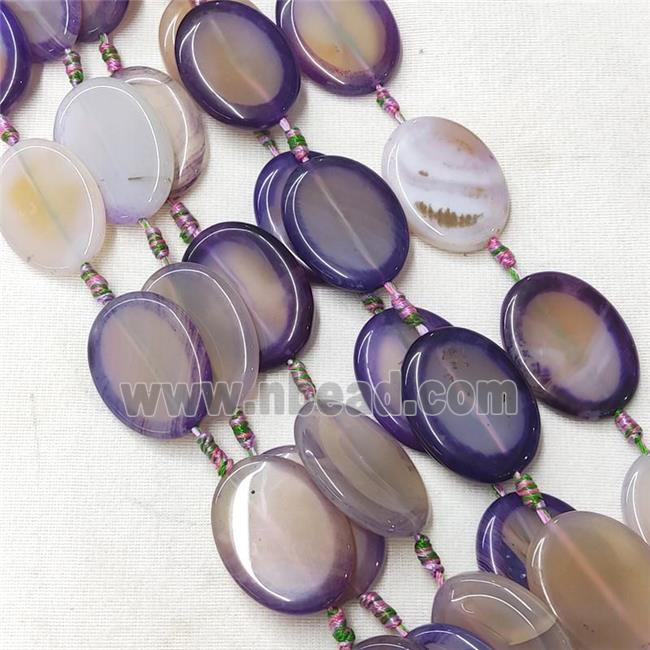 natural Agate Oval Beads, purple dye
