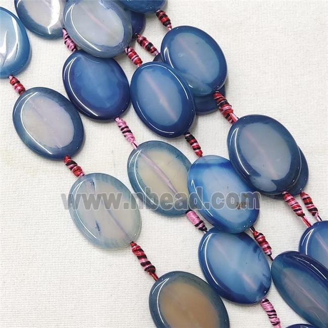 natural Agate Oval Beads, blue dye
