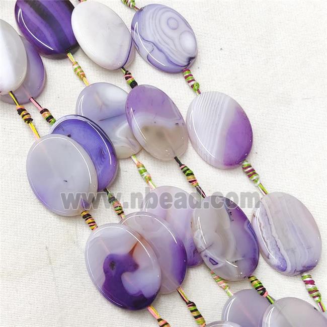 Stripe Agate Oval Beads, purple