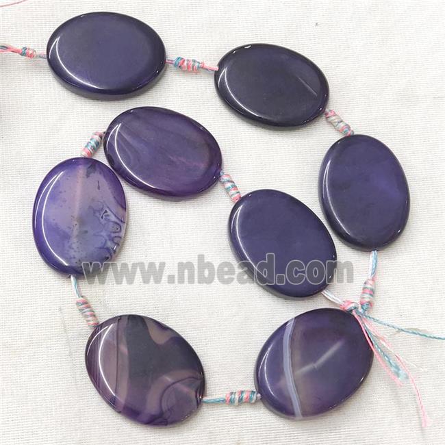 Stripe Agate Oval Beads, purple
