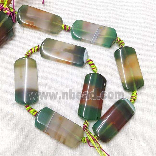 natural Agate Rectangle Beads, green dye