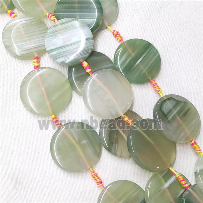 natural Agate Circle Beads, green dye