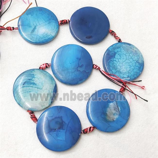 Veins Agate Circle Beads, blue