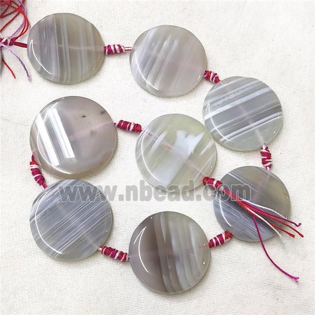 natural Agate Circle Beads, gray