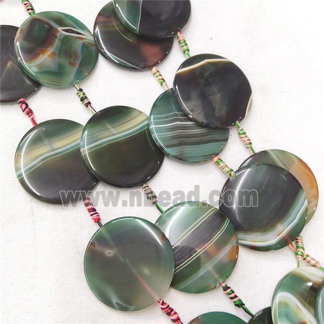 natural Agate Circle Beads, green dye